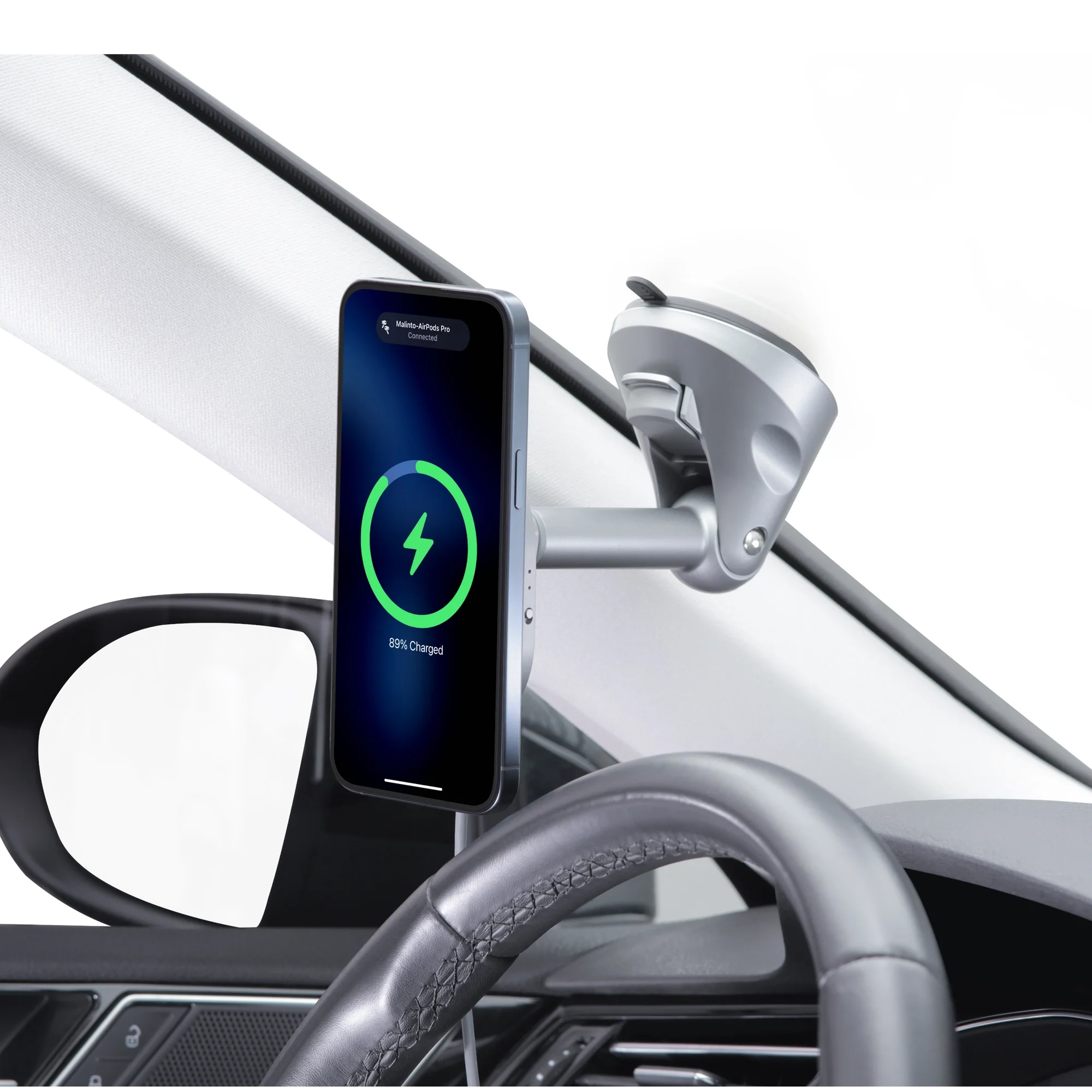 Close-up of the HexaCharge wireless charging car mount for VW Golf, Polo and Tiguan